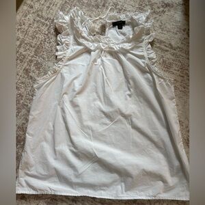 J CREW White Ruffled Sleeveless Top